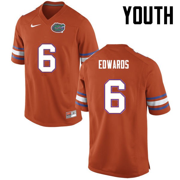 Florida Gators Youth #6 Brian Edwards College Football Orange